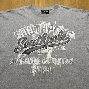Vtg Y2k SouthPole Graphic Logo T-Shirt Gray Sz XL Skater Baggy Rap Hip Hop Retro